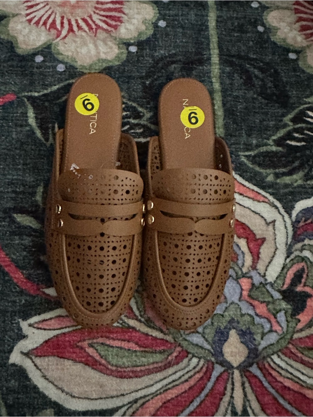 3/$25 🍂 Nautica Brown Perforated Mule Loafers Size 9 NWT